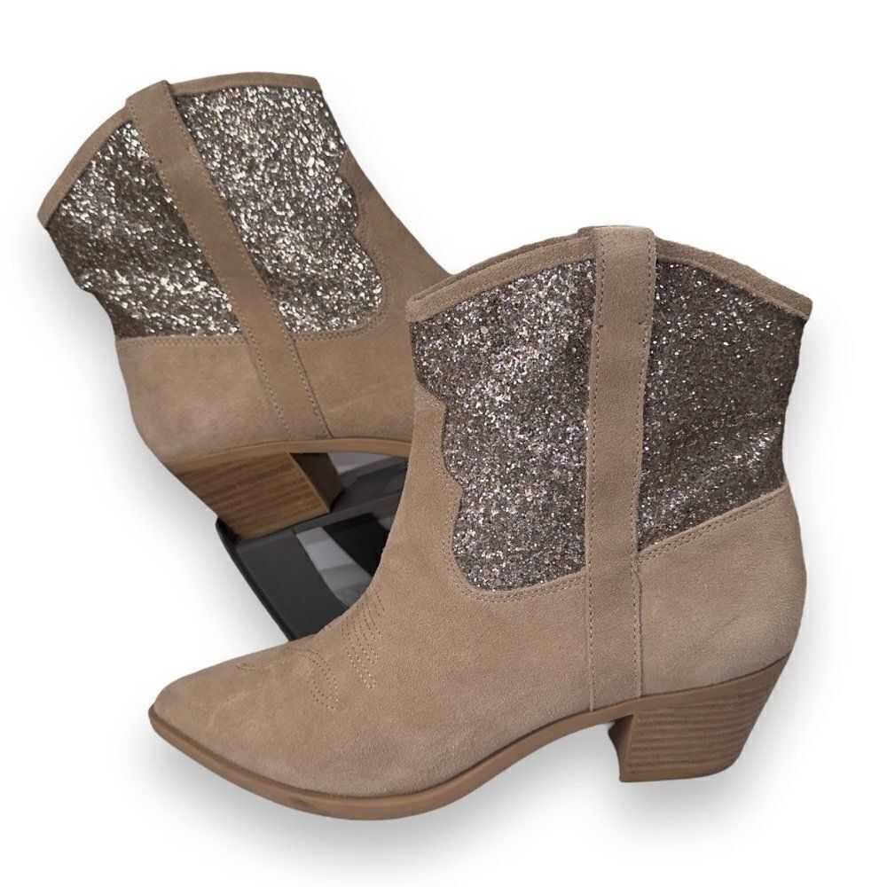 Dolce Vita Shreya Glitter Western Style Suede Boots Women's 11